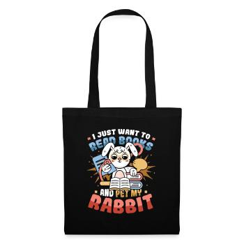 Lire des livres et caresser mon lapin. - Sac en tissu - noir - Devant