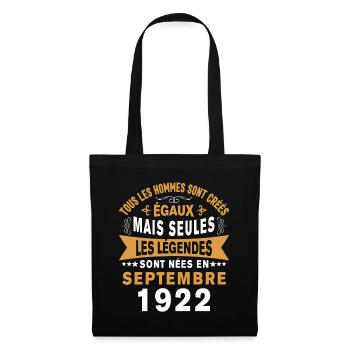 Les Légendes Sont Nées En Septembre 1922 Cadeau - Sac en tissu - noir - Devant