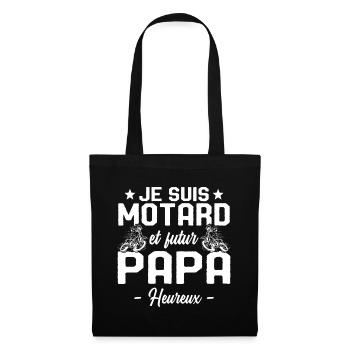 Je suis Motard et Futur Papa Cadeau - Sac en tissu - noir - Devant