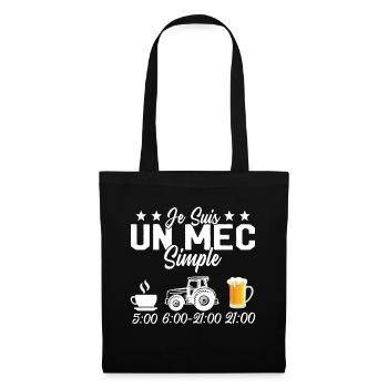 Je Suis Un Mec Simple Cafe Tracteur l'apéro - Sac en tissu - noir - Devant