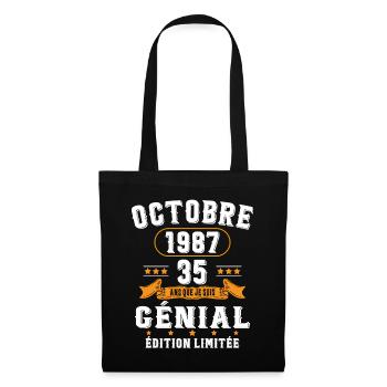35 Ans Anniversaire Vintage Né(e) en Octobre 1987 - Sac en tissu - noir - Devant