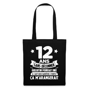 12 Ans âge 12 ans anniversaire 12 ans - Sac en tissu - noir - Devant