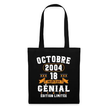 18 Ans Anniversaire Vintage Né(e) en Octobre 2004 - Sac en tissu - noir - Devant