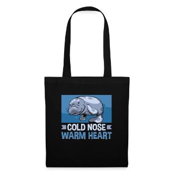 Nez froid Lamantin à cœur chaud Lamantin potelé potelé - Sac en tissu - noir - Devant