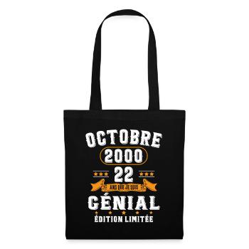 22 Ans Anniversaire Vintage Né(e) en Octobre 2000 - Sac en tissu - noir - Devant