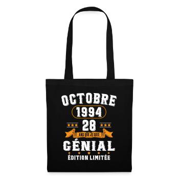 28 Ans Anniversaire Vintage Né(e) en Octobre 1994 - Sac en tissu - noir - Devant