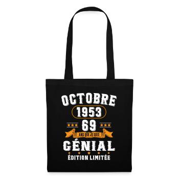 69 Ans Anniversaire Vintage Né(e) en Octobre 1953 - Sac en tissu - noir - Devant