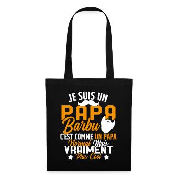 Papa Barbu Humour Cadeau Fête des Pères - Sac en tissu - noir - Devant