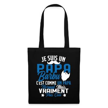 Papa Barbu Humour Cadeau Fête des Pères - Sac en tissu - noir - Devant
