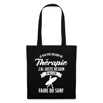 Surf Femme Homme Surfeur Thérapie Surf cadeau - Sac en tissu - noir - Devant