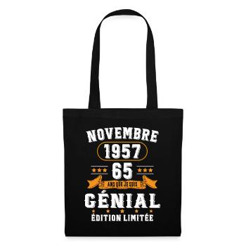 65 Ans Anniversaire Vintage Né(e) en Novembre 1957 - Sac en tissu - noir - Devant