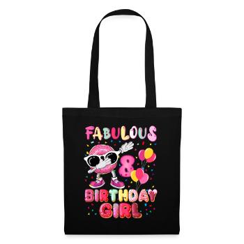 8th Birthday Dabbing Donut Fabulous Girl - Tote Bag - black - Front