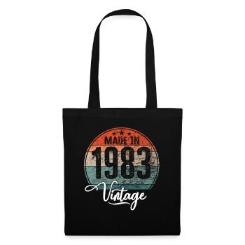 Vintage Made in 1983 Geburtsjahr 1983 Geburtstag - Stoffbeutel - Schwarz - Vorne