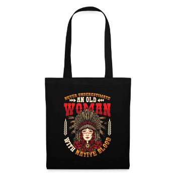 Vieilles femmes avec Native Blood Indian Native - Sac en tissu - noir - Devant