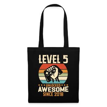 Level 5 Jahre Gaming-Geburtstagsgeschenk freischalten - Stoffbeutel - Schwarz - Vorne