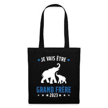 Je Vais Être Grand Frère en 2023 - Sac en tissu - noir - Devant