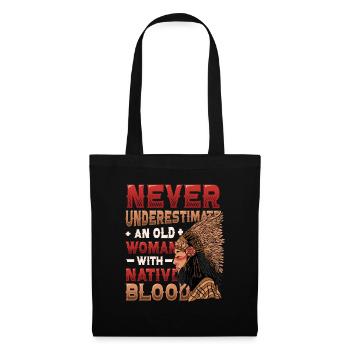 Vieilles femmes avec Native Blood Indian Native - Sac en tissu - noir - Devant