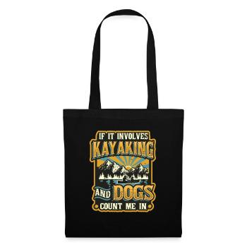 Kayak et chiens, pagaie. - Sac en tissu - noir - Devant