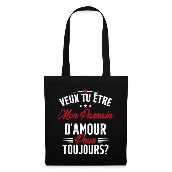 Veux Tu Être Mon Parrain D'amour pour toujours - Sac en tissu - noir - Devant