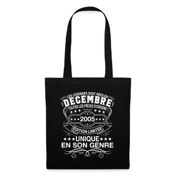 Les légendes sont nées en Décembre 2005 Cadeau - Sac en tissu - noir - Devant
