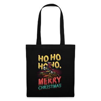 Ho Ho Ho Ho Frohe Weihnachten Santa Riding Dirt - Stoffbeutel - Schwarz - Vorne