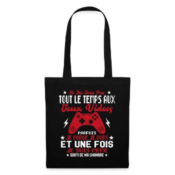 Je ne joue pas tout le temps aux jeux vidéos - Sac en tissu - noir - Devant