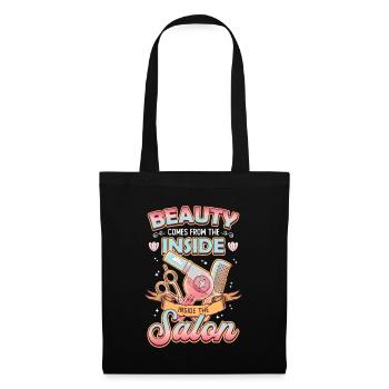 La beauté vient de l’intérieur du salon de coiffure - Sac en tissu - noir - Devant