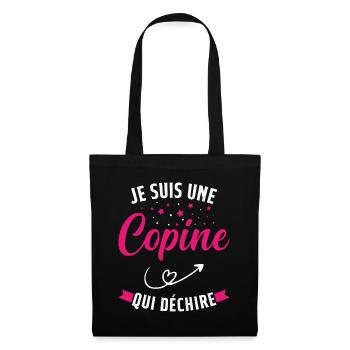Je Suis Une Copine Qui Déchire Humour Cadeau - Sac en tissu - noir - Devant