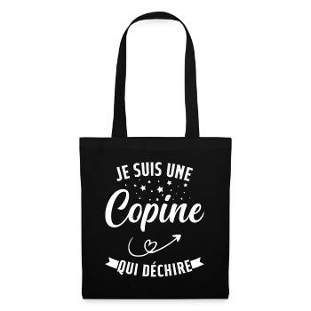 Je Suis Une Copine Qui Déchire Humour Cadeau - Sac en tissu - noir - Devant