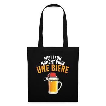 Meilleur Moment Pour Une Bière Noël Cadeau - Sac en tissu - noir - Devant