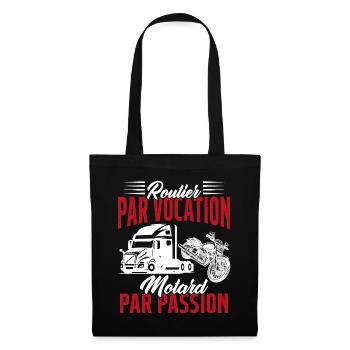 Routier Par Vocation Motard Par Passion Humour - Sac en tissu - noir - Devant