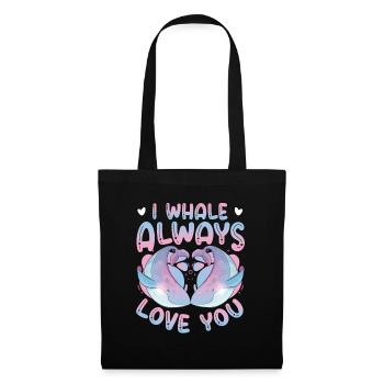 Je t’aime toujours baleine bleue - Sac en tissu - noir - Devant