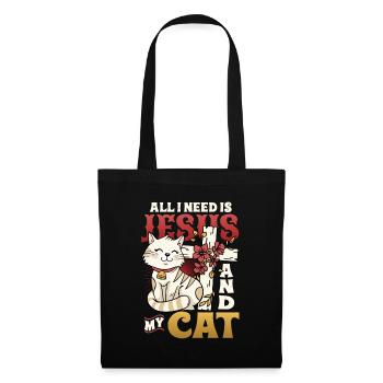 All I need is Jesus and my cat - Tote Bag - black - Front