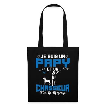 Papy et Chasseur Humour Cadeau - Sac en tissu - noir - Devant