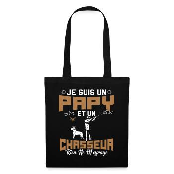 Papy et Chasseur Humour Cadeau - Sac en tissu - noir - Devant