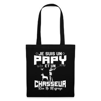 Papy et Chasseur Humour Cadeau - Sac en tissu - noir - Devant