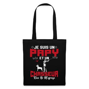 Papy et Chasseur Humour Cadeau - Sac en tissu - noir - Devant