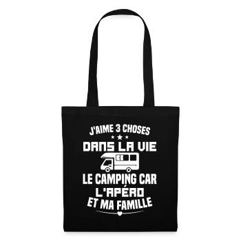 le camping car l'apéro et ma famille Humour Cadeau - Sac en tissu - noir - Devant