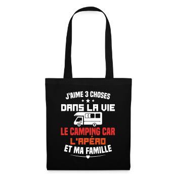 le camping car l'apéro et ma famille Humour Cadeau - Sac en tissu - noir - Devant