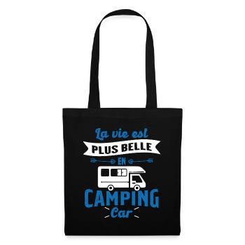 La vie est plus belle en Camping-car humour cadeau - Sac en tissu - noir - Devant