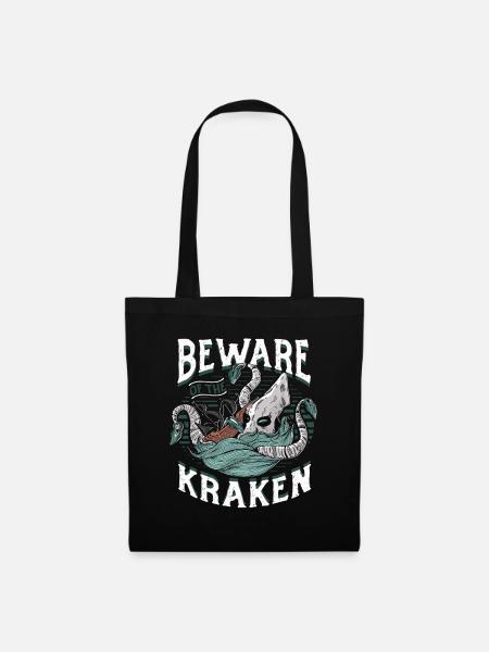 Hüte Dich Vor Dem Kraken - Stoffbeutel - Schwarz