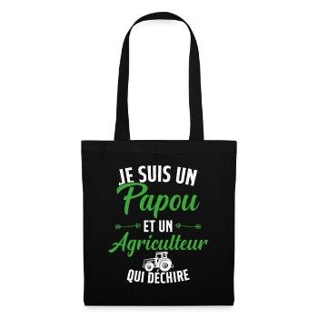 Papou et Agriculteur Qui Déchire Cadeau Humour - Sac en tissu - noir - Devant