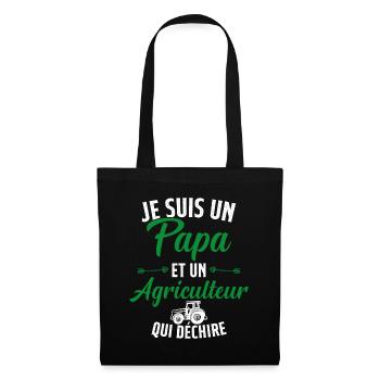 Papa et agriculteur qui déchire - Sac en tissu - noir - Devant