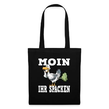 MOIN IHR SPACKEN für einen Möwen Spruch - Stoffbeutel - Schwarz - Vorne