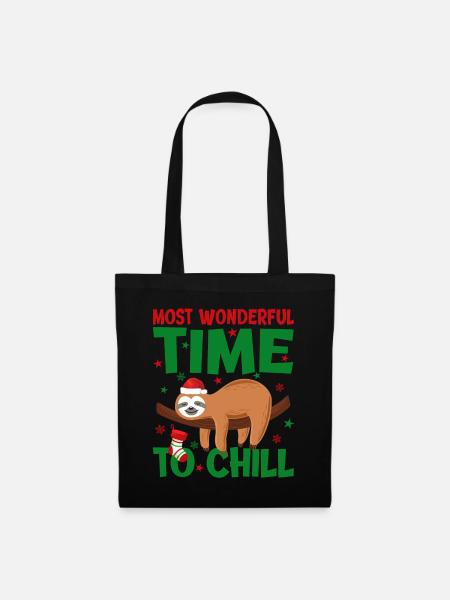 Christmas Sloth best time to chill - Tote Bag - black