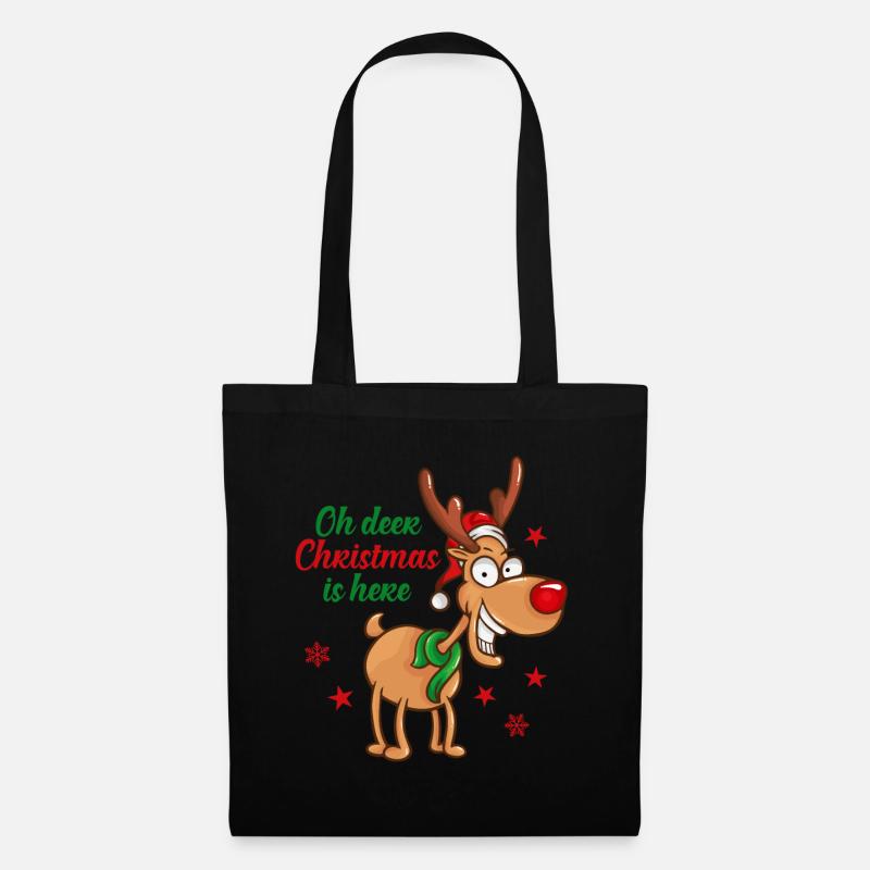Weihnachten ist da Rentier Christmas is here - Stoffbeutel - Schwarz