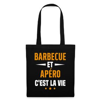 Barbecue et apéro c'est la vie vacances d'été - Sac en tissu - noir - Devant