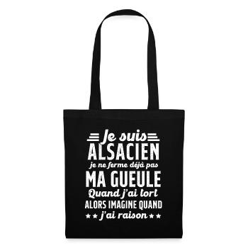 Alsacien je ferme pas ma gueule humour alsace - Sac en tissu - noir - Devant