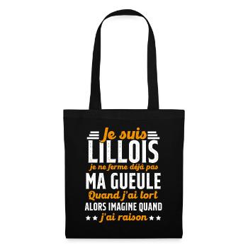 Lillois je ferme pas ma gueule cadeau Lille humour - Sac en tissu - noir - Devant