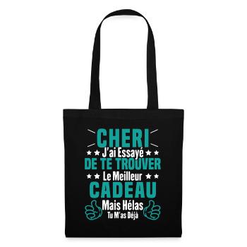 Chéri Saint Valentin Amour Couple Humour - Sac en tissu - noir - Devant